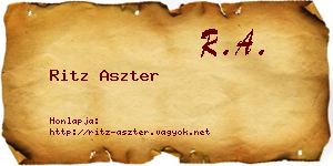 Ritz Aszter névjegykártya